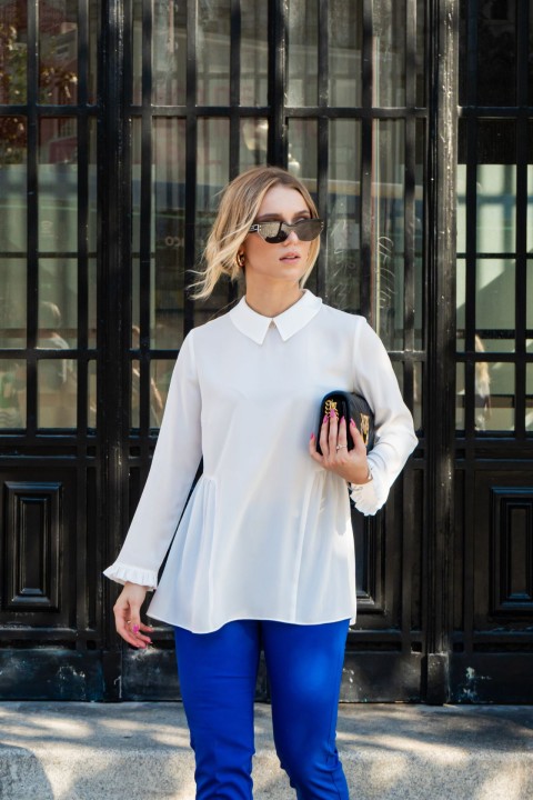 Tnica comprida com punhos franzidos