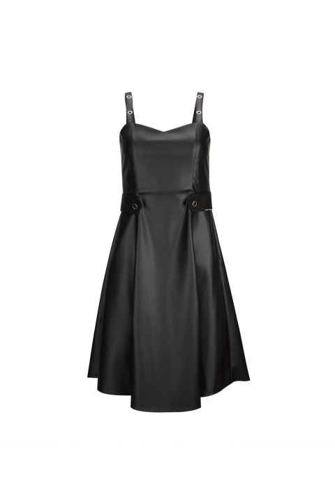 Faux leather strap dress