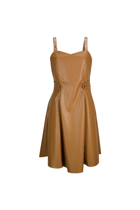 Faux leather strap dress