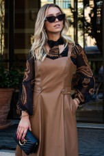 Faux leather strap dress