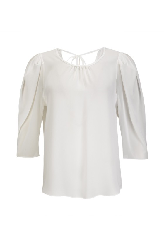 Asymmetric blouse with round neckline