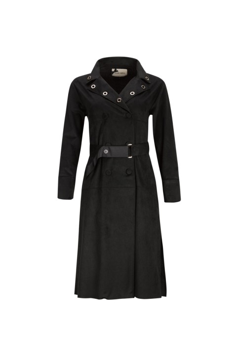 Suede effect long coat