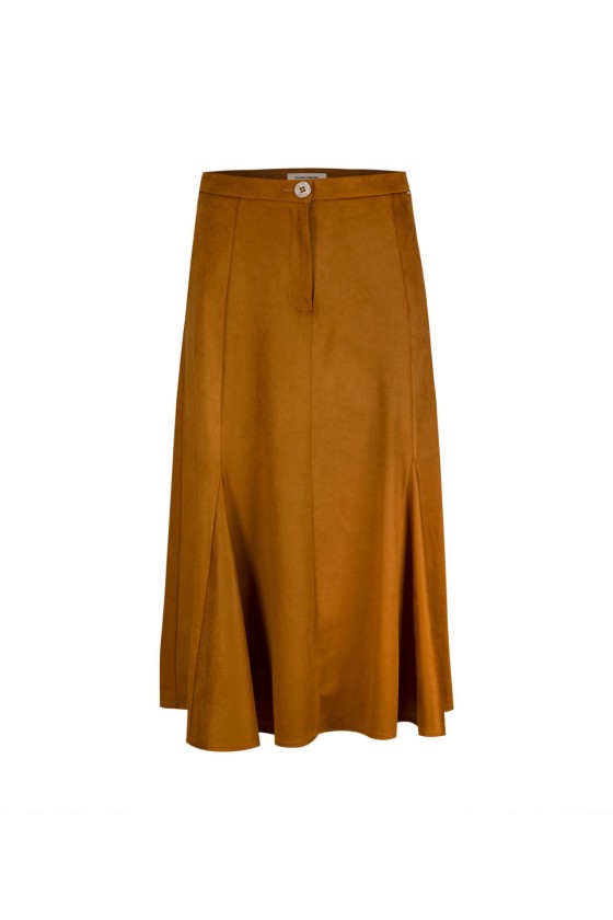 Suede effect long skirt