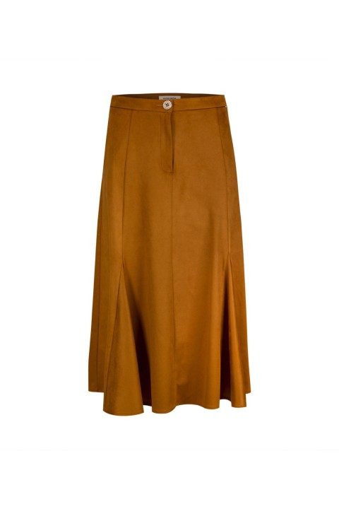 Suede effect long skirt