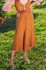 Suede effect long skirt
