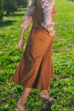 Suede effect long skirt