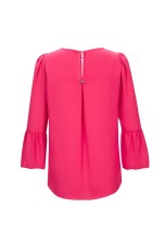 Round neck blouse with bubble cuffs 