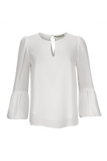 Round neck blouse with bubble cuffs 