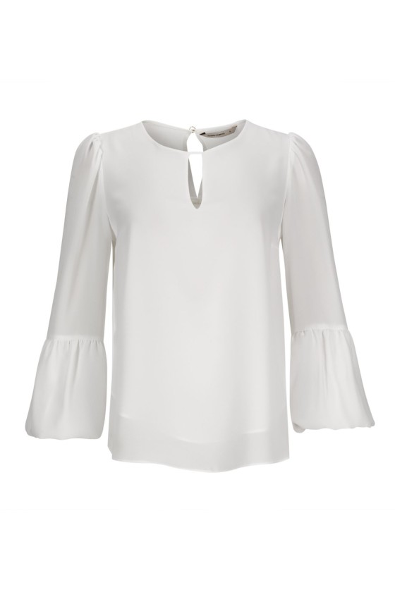 Round neck blouse with bubble cuffs 