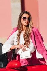 Round neck blouse with bubble cuffs 