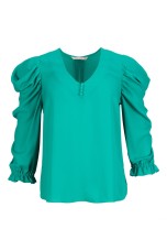 V-neck blouse with draped sleeves
