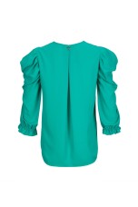 V-neck blouse with draped sleeves