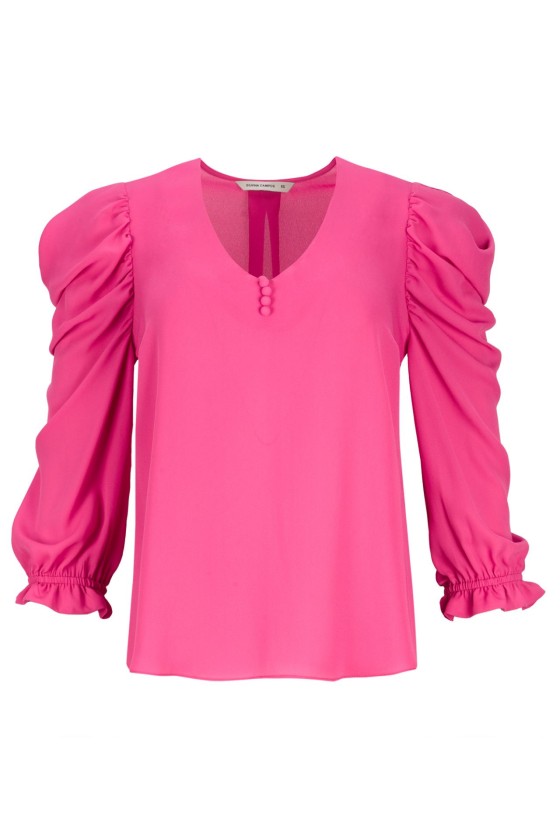 V-neck blouse with draped sleeves