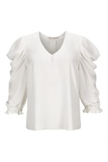V-neck blouse with draped sleeves