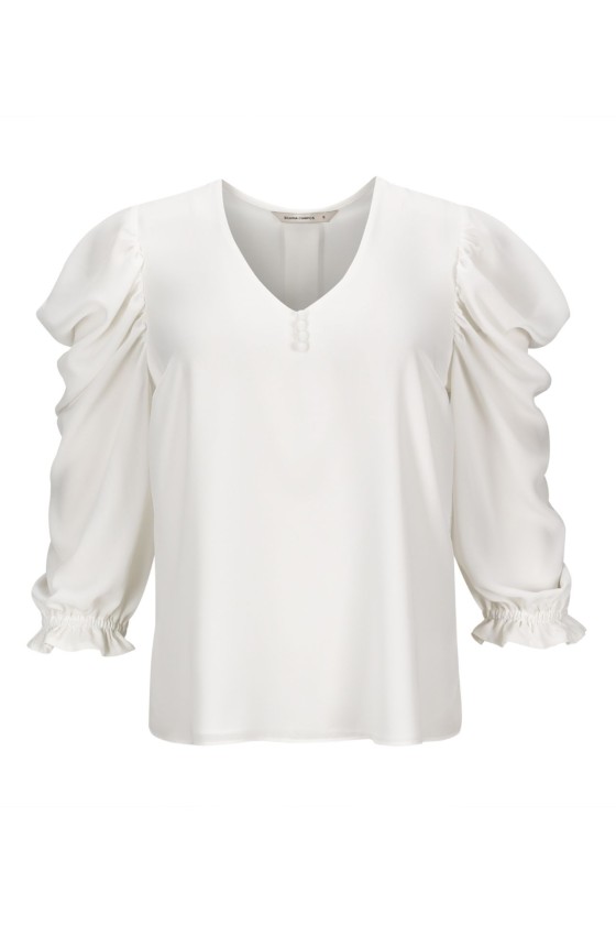 V-neck blouse with draped sleeves