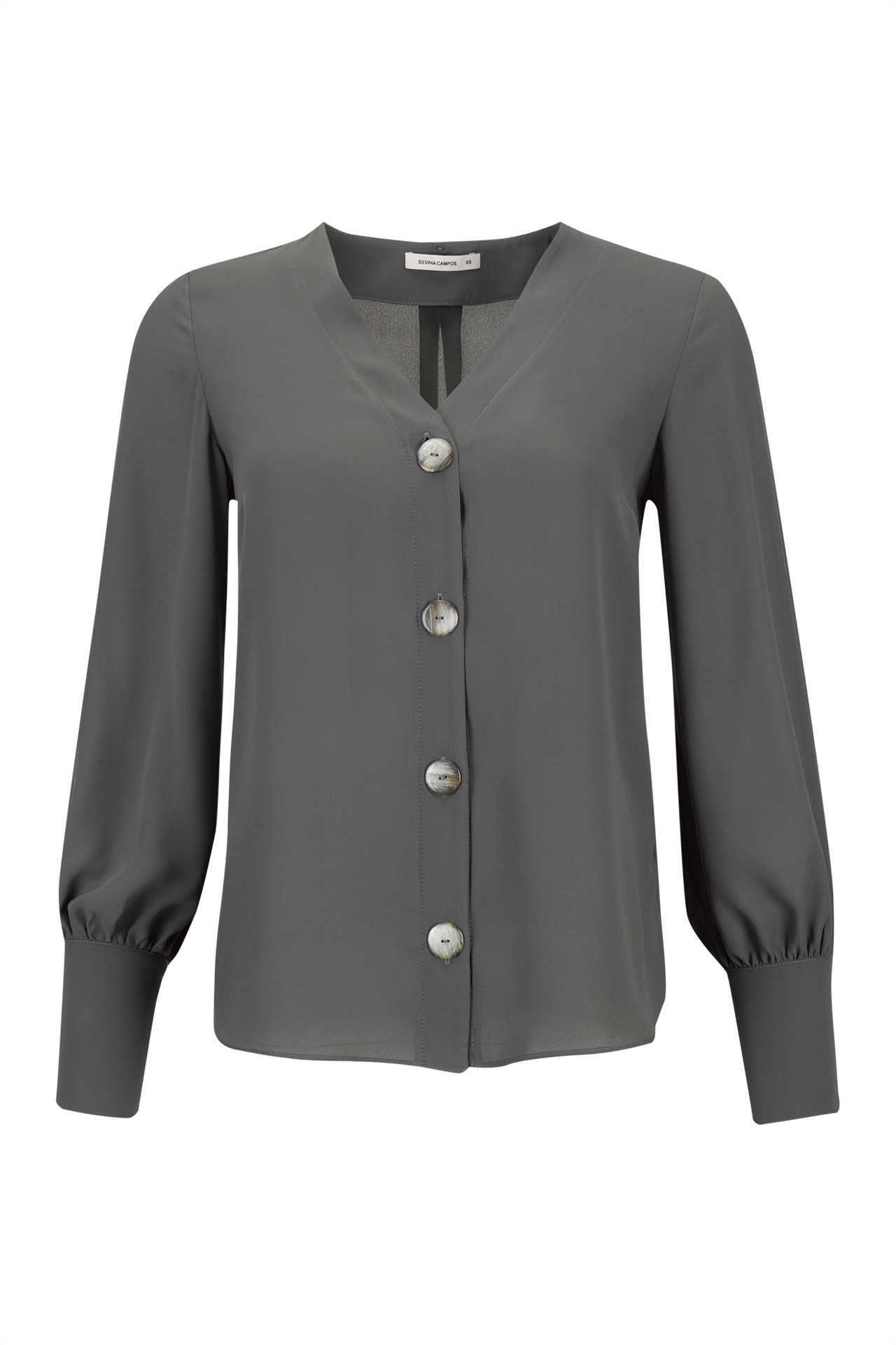 Blusa de manga larga y escote en pico