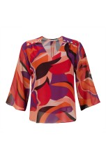 Allover print eyelet-detail shirt