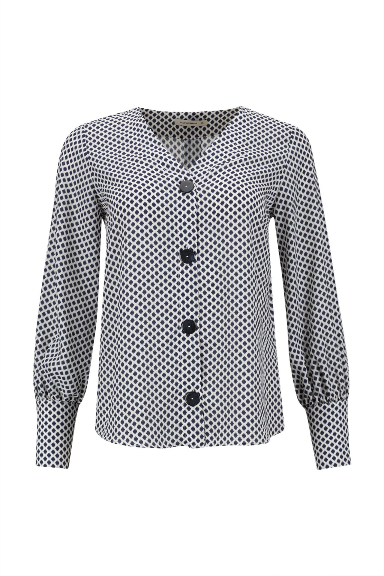 Blusa de mangas compridas e decote em v