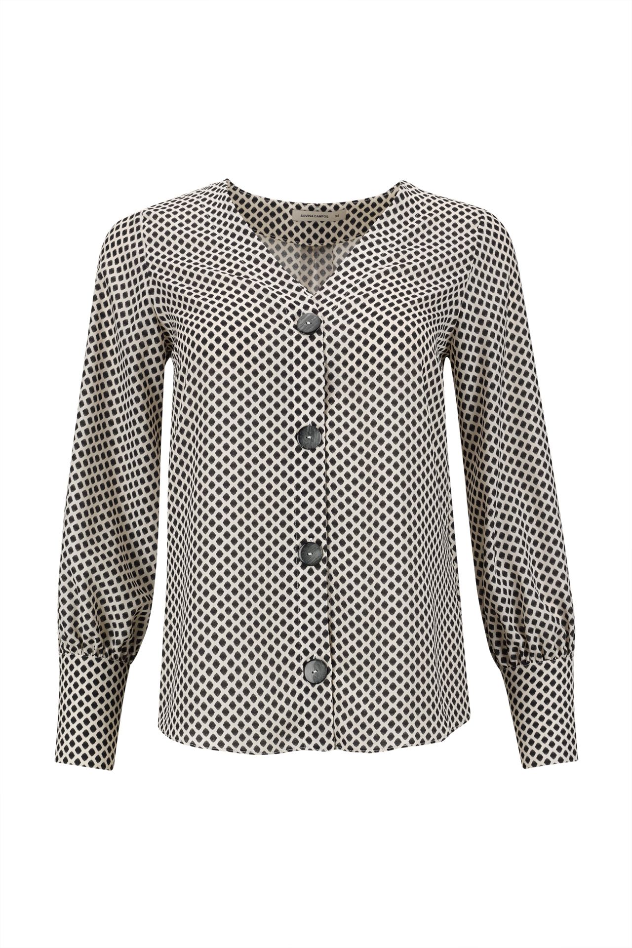 Blusa de mangas compridas e decote em v