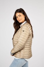 Quilted parka with denim details