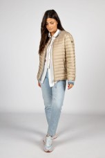 Quilted parka with denim details