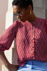 Tnica de franzidos estampada
