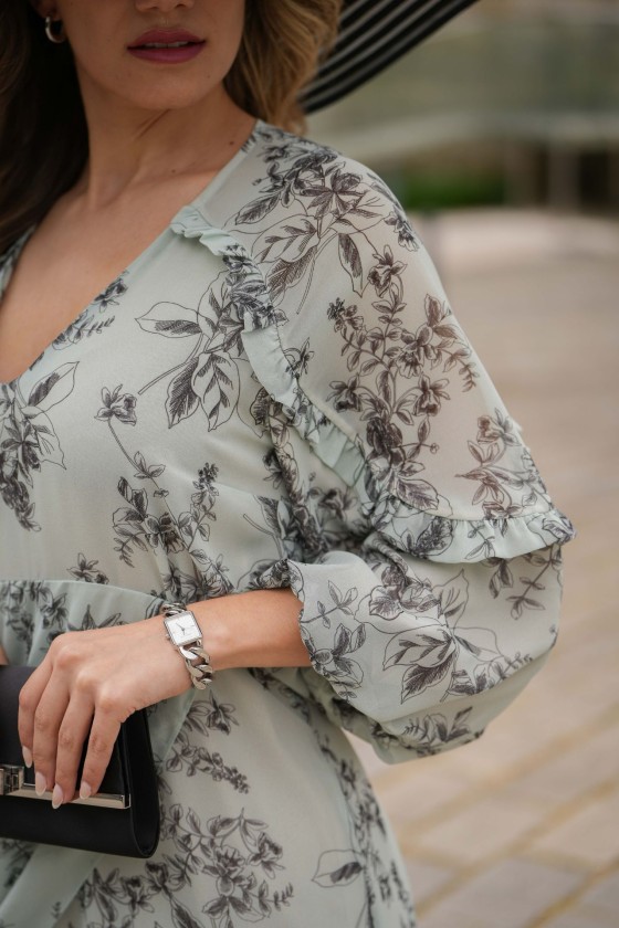 Long dress with v-neck