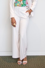 Wide leg pants with eyelets