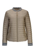 Quilted parka with denim details