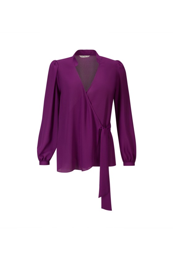Long sleeve crossover blouse