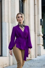 Long sleeve crossover blouse