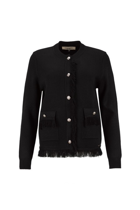 Knitted jacket with fringes