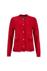 Knitted jacket with fringes