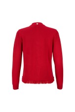Knitted jacket with fringes