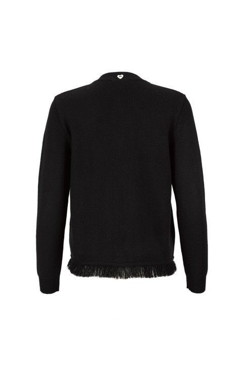 Knitted jacket with fringes