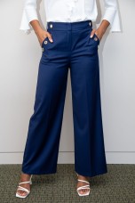 Wide leg pants with eyelets