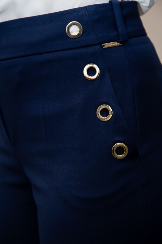 Wide leg pants with eyelets