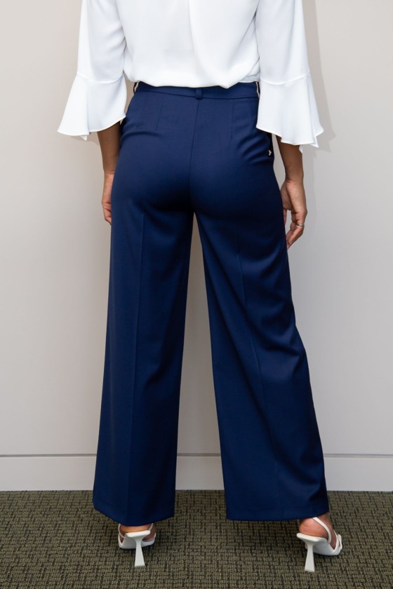 Wide leg pants with eyelets