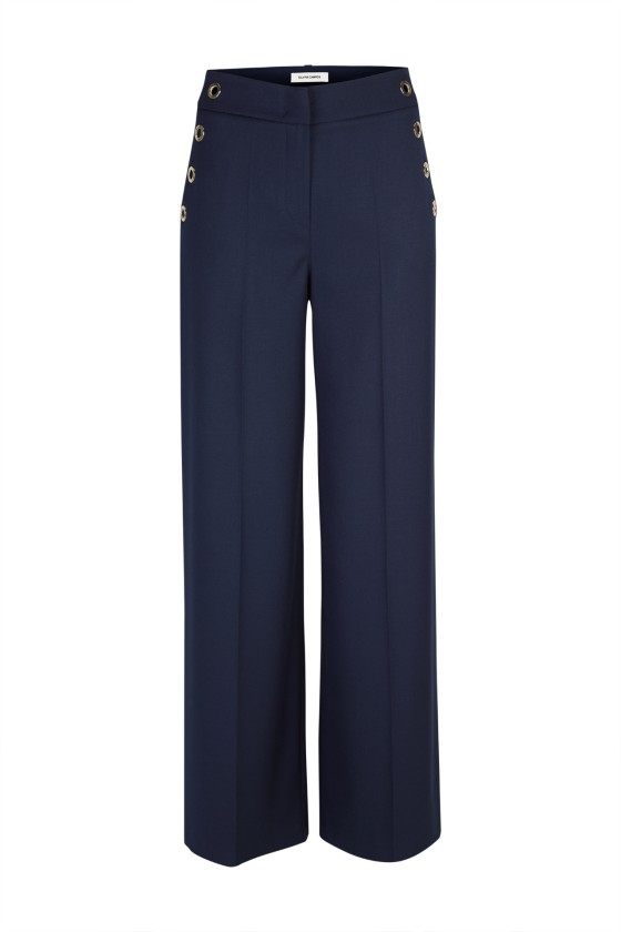 Wide leg pants with eyelets