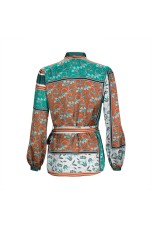 Long-sleeved crossover blouse 