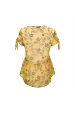 Blouse with laced sleeves