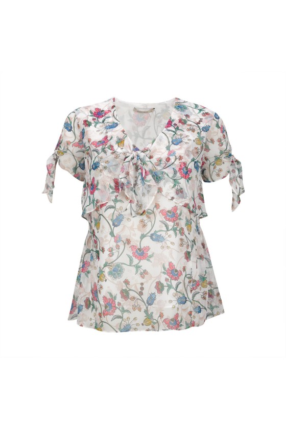 Blouse with laced sleeves