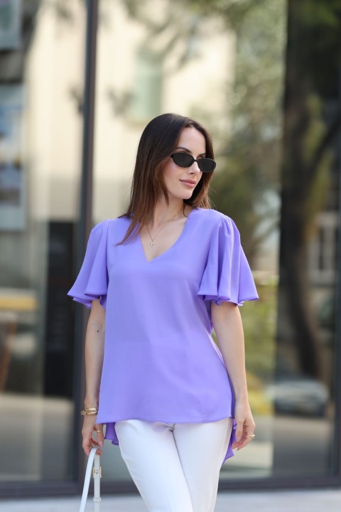 Asymmetric V-neck blouse