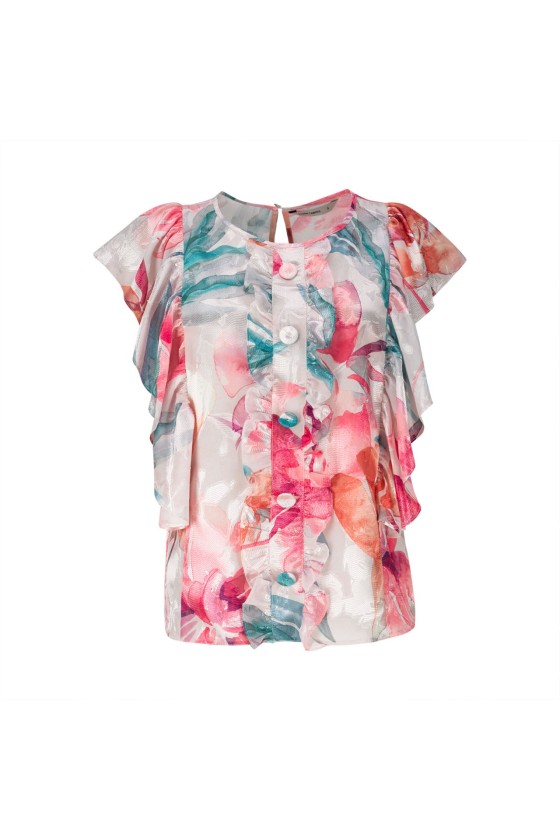 Gathered blouse with lined buttons