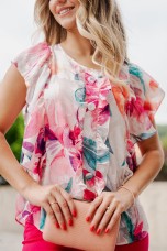 Gathered blouse with lined buttons