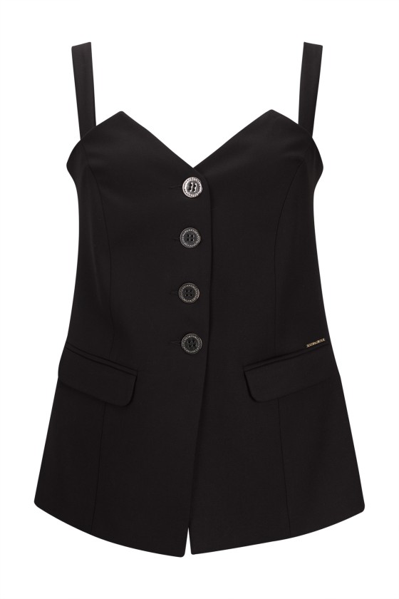 Corsetry-inspired top with removable straps