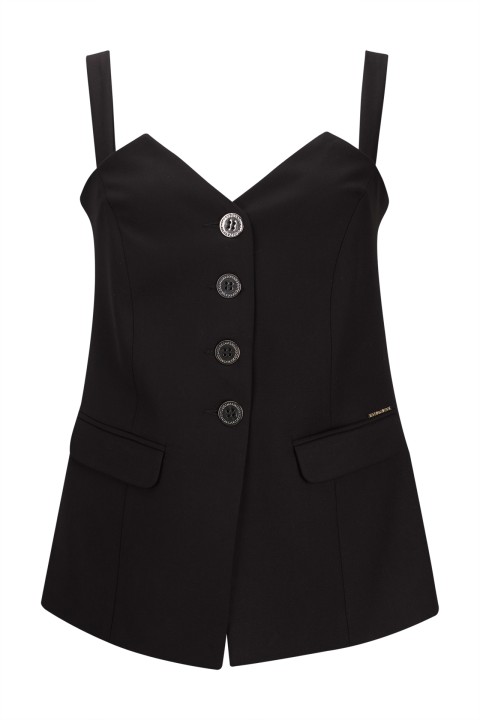 Corsetry-inspired top with removable straps