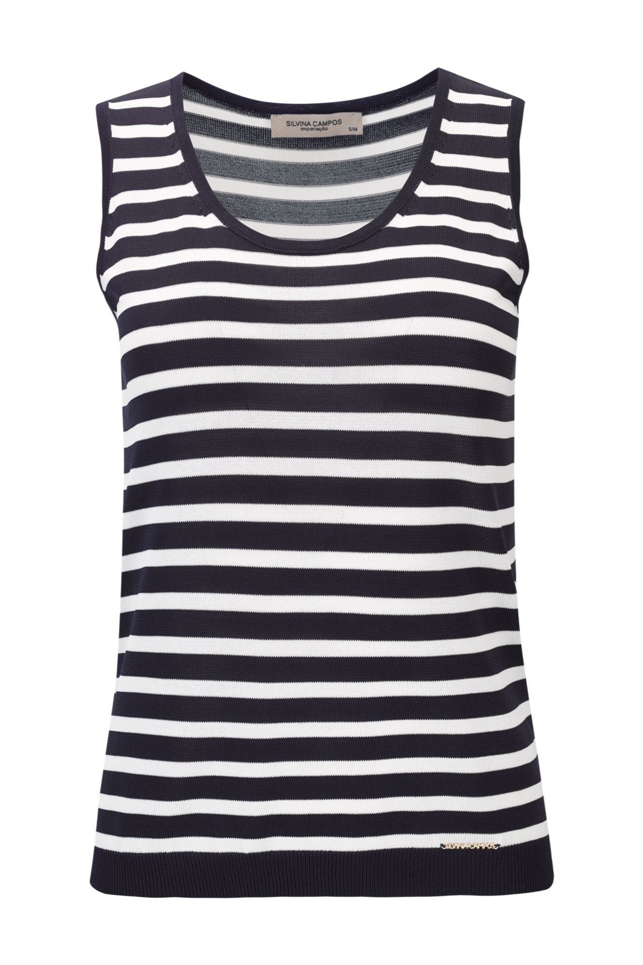 Top de riscas sem mangas