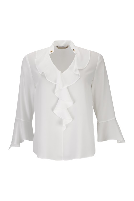 V-neck blouse with gathers