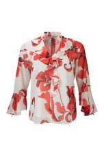 V-neck blouse with gathers